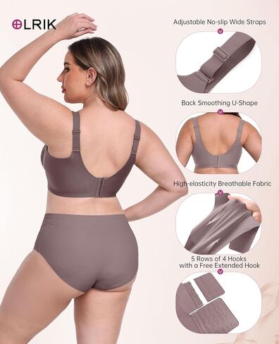 Olrik Plus Size التغطية الكاملة حمالات الصدر مبطنة برفق الراحة اللاسلكية الداعمة الداعمة اليومية bralettes للنساء (L-4XL) in Kuwait