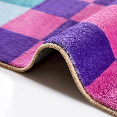 Multicolored Checkerboard Bathroom Rug 2x3 Small Area Rugs Non Slip, Ultra Thin Washable Entryway Rug Indoor Doormat, Boho Aesthetic Retro Throw Rugs for Kitchen Bedroom Laundry in Saudi Arabia
