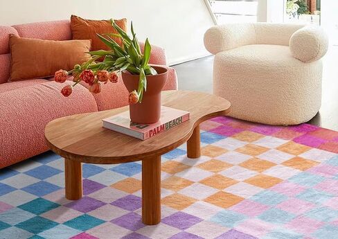 Multicolored Checkerboard Bathroom Rug 2x3 Small Area Rugs Non Slip, Ultra Thin Washable Entryway Rug Indoor Doormat, Boho Aesthetic Retro Throw Rugs for Kitchen Bedroom Laundry in Saudi Arabia