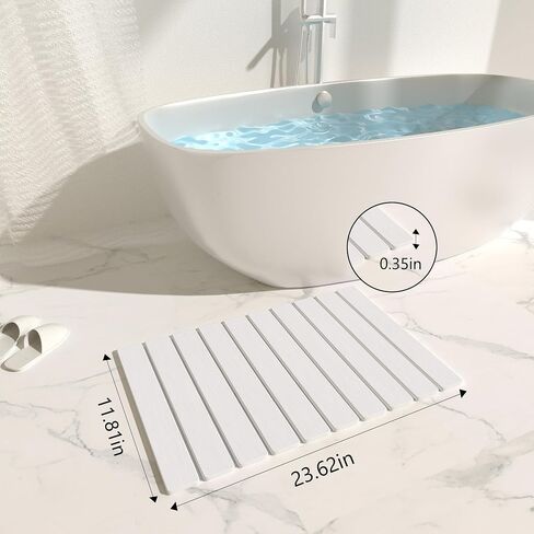 Foldable Stone Bath Mat 60x39cm | Quick-Dry Diatomaceous Earth Bath Rug with PVC Anti-Slip Base | Bathroom, Kitchen, Pet-Friendly Water Absorbent Mat in Kuwait