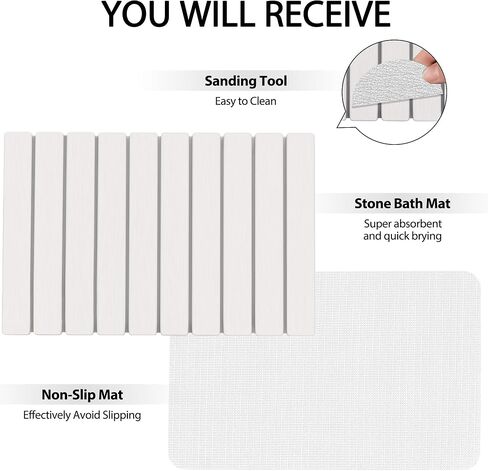 Foldable Stone Bath Mat 60x39cm | Quick-Dry Diatomaceous Earth Bath Rug with PVC Anti-Slip Base | Bathroom, Kitchen, Pet-Friendly Water Absorbent Mat in Kuwait