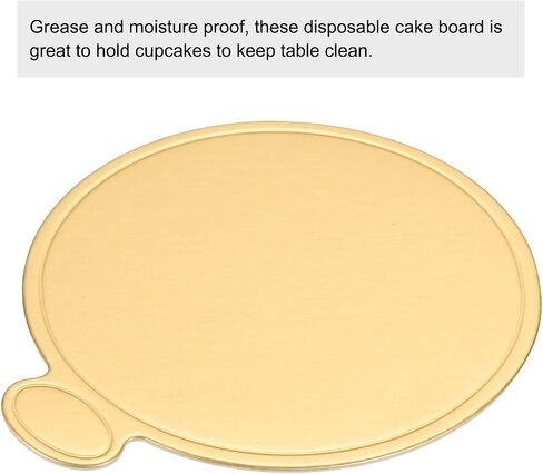 uxcell 200pcs Mini Cake Boards, Mousse Cake Cardboards Round Cake Bases Plates Cupcake Dessert Displays Base Tray for Cupcakes, Cakes, Pastries Base - Grease Proof (Black) in Kuwait