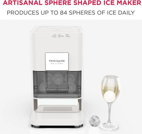 Frigidaire ، Countertop Artisanal Sphere Ache Machine ، نافذة شفافة ، صانع الجليد الذواقة ، 84 كرة في اليوم ، آلة صنع الثلج الذاتية للتنظيف الذاتي (كريم) in Kuwait