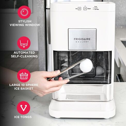 Frigidaire ، Countertop Artisanal Sphere Ache Machine ، نافذة شفافة ، صانع الجليد الذواقة ، 84 كرة في اليوم ، آلة صنع الثلج الذاتية للتنظيف الذاتي (كريم) in Kuwait