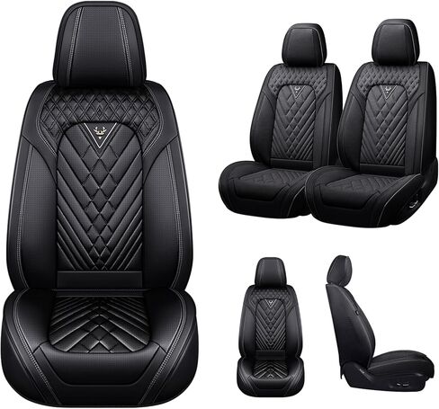 Car Seat Covers for Ford Excursion 2000-2005,Compatible Airbag Non-Slip Waterproof Seat Cover,Sports Fashion Leather Seat Cover(2-Seater with Pillows, Black Gray) in Kuwait