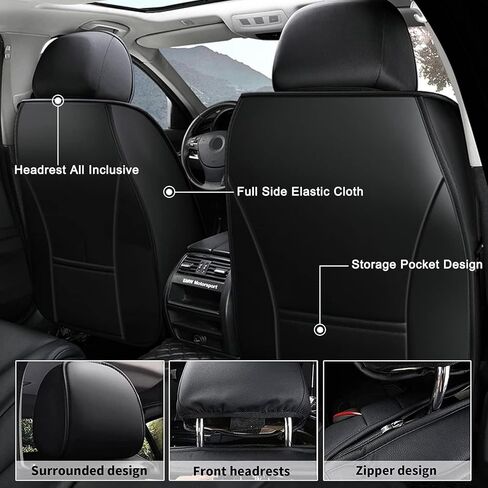 غطاء مقعد سيارة Aomsazto مناسب ل Toyota Highlander 2008-2025 ماء مقعد مقعد للسيارة مقعد مقعد من المقعد الخلفي الأمامي (5 مقاعد أسود) in Saudi Arabia