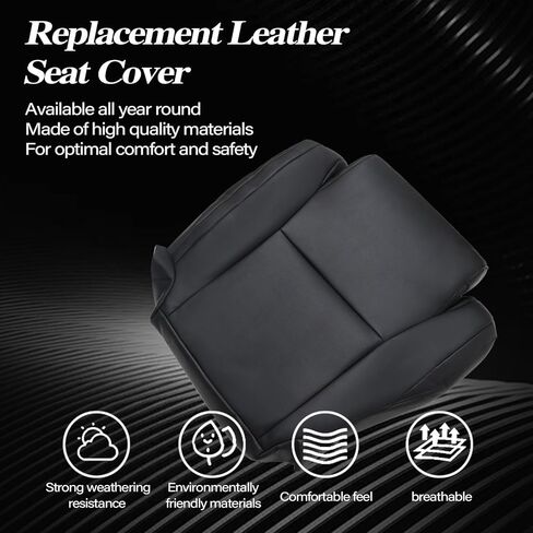 SecosAutoparts Graphite Gray Leather Driver & Passenger Side Bottom Replacement Seat Covers Compatible with Toyota Tundra Sequoia Based SR5 Limited 2007 2008 2009 2010 2011 2012 2013 in Kuwait