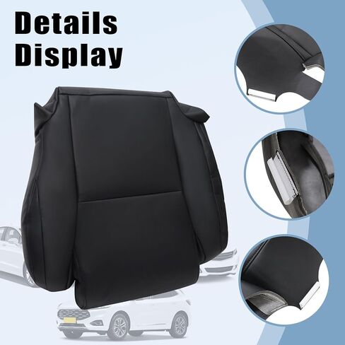 SecosAutoparts Graphite Gray Leather Driver & Passenger Side Bottom Replacement Seat Covers Compatible with Toyota Tundra Sequoia Based SR5 Limited 2007 2008 2009 2010 2011 2012 2013 in Kuwait