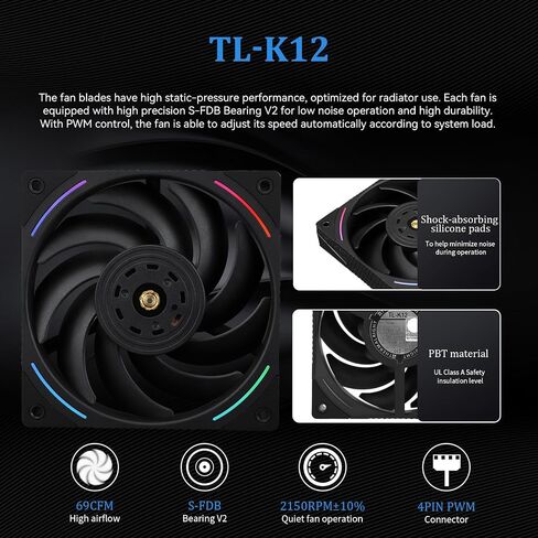 Mjolnir Vision 360 Argb White Cpu Water Cooler ، 3 PWM Fans System Water Water مع 2000PRM ، لـ AM4/AM5 و Intel LGA1851/1700 ، شاشة LCD القابلة للفصل المغناطيسية بدقة 320 * 240 in Kuwait