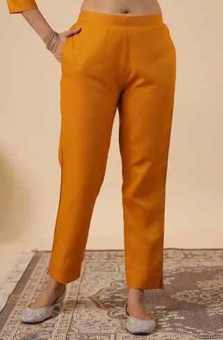 Janasya Indian Women's Kurta Kurti Set for Women Cotton Straight Dark Green Yoke Embroidery Calf Length Kurta Kurti Set in Kuwait