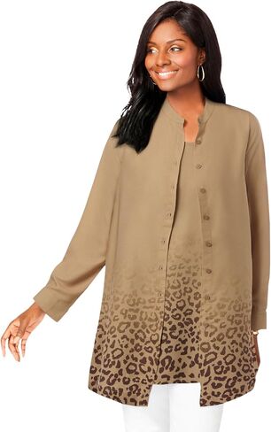 جيسيكا لندن للسيدات بالإضافة إلى حجم Georgette Button Button Tunic in Kuwait