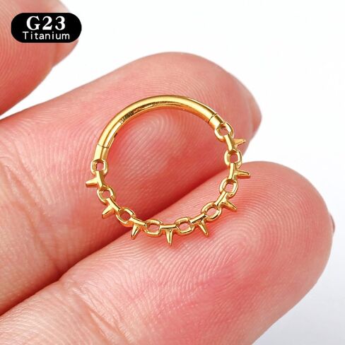 1pc Titanium Nose Rings Hoop 16G Multi-pointed Nose Ring Diameter 8mm/10mm Cartilage Helix Daith Rook Earring Hinged ASTM F136 Septum rings Segment Ring Clicker Piercing Silver-Gold-Black in Kuwait