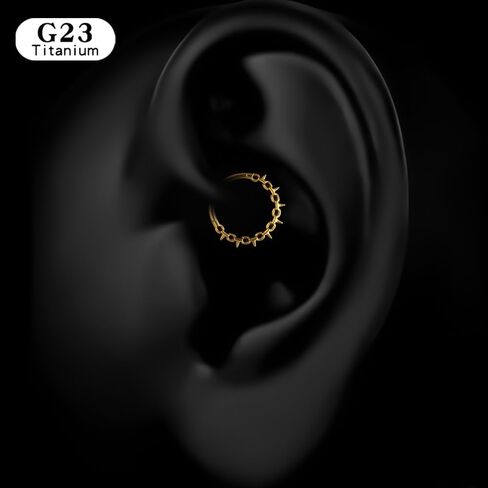 1pc Titanium Nose Rings Hoop 16G Multi-pointed Nose Ring Diameter 8mm/10mm Cartilage Helix Daith Rook Earring Hinged ASTM F136 Septum rings Segment Ring Clicker Piercing Silver-Gold-Black in Kuwait