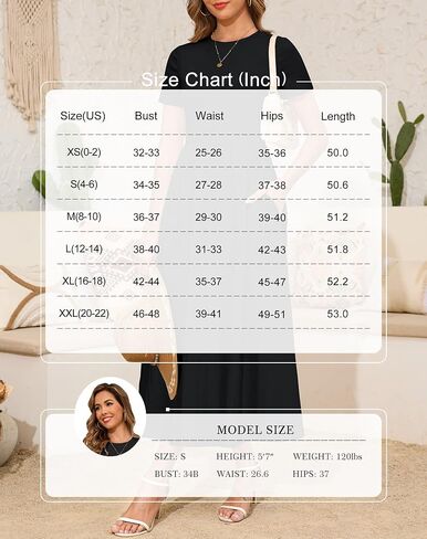 Annebouti Womens 2025 Summer Spring Maxi Dress Trendy Elegant Short Sleeve Cotton Top Casual Long Dress with Pockets in Kuwait