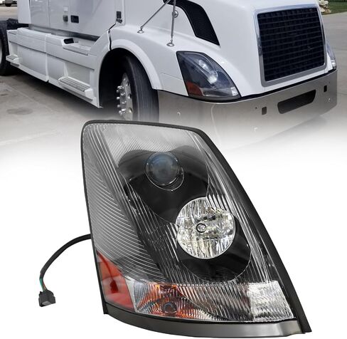 Headlight Assembly Compatible with 2004-2018 Volvo VNL VNM 2004-2015 Volvo VN Halogen, Headlamps Head Light Lamp W/Bulbs Housing Pair (Black/right side) in Saudi Arabia