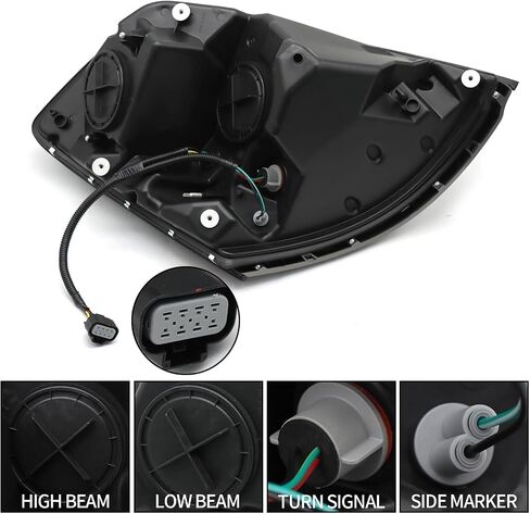Headlight Assembly Compatible with 2004-2018 Volvo VNL VNM 2004-2015 Volvo VN Halogen, Headlamps Head Light Lamp W/Bulbs Housing Pair (Black/right side) in Saudi Arabia