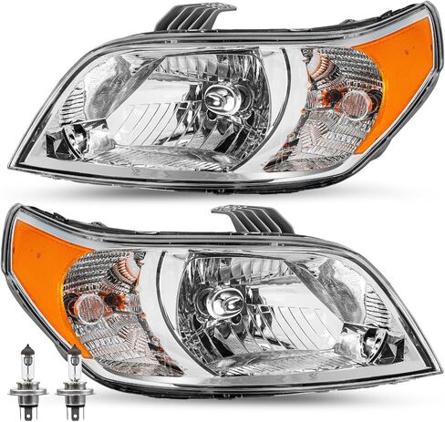 JSBOYAT Headlight Assembly Fits for 2009-2011 Chevy Aveo5 4-Door Hatchback Halogen Style Chrome Housing Pair OE Style Aveo 5 Factory w/Bulbs Driver Left + Passenger Right Side in Saudi Arabia