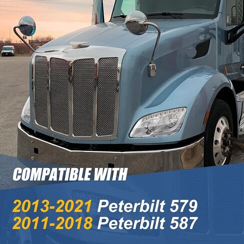 Auto Dynasty المصابيح الأمامية Assembly L-LED DRL مع إشارة تشيس العنبر LED Signal متتالية متوافقة مع Peterbilt 579 587،2011-2021 ، سائق وجانب الركاب ، السكن الأسود in Kuwait