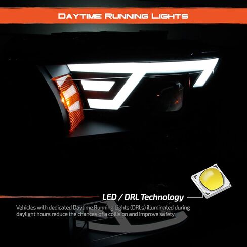 AKKON-لعام 2015 2016 2017 Ford F-150 Pickup Black Housing Dual LED-DRL Light Bar المصباح الأمامي in Kuwait