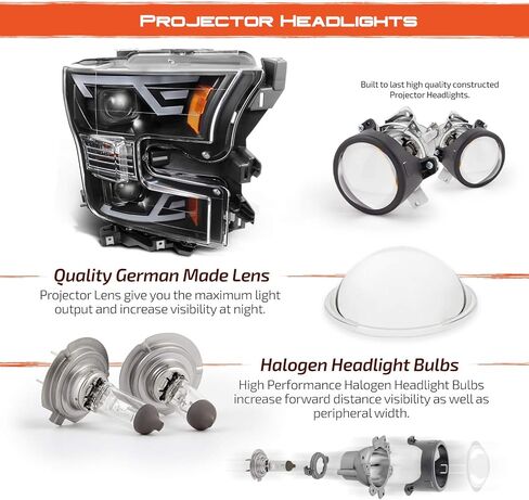 AKKON-لعام 2015 2016 2017 Ford F-150 Pickup Black Housing Dual LED-DRL Light Bar المصباح الأمامي in Kuwait