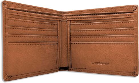 محفظة Lasergram Faux Leather Bi-Fold ، مدرب للكرة الطائرة ، شملت نقشًا شخصيًا (بني داكن) in Kuwait