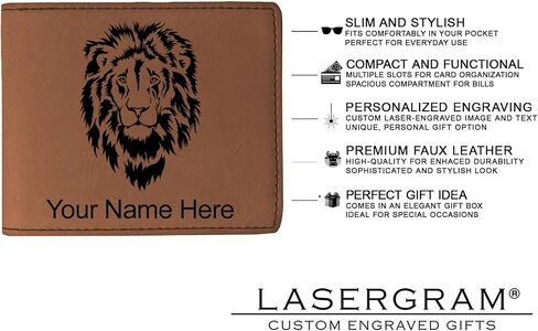 محفظة Lasergram Faux Leather Bi-Fold ، مدرب للكرة الطائرة ، شملت نقشًا شخصيًا (بني داكن) in Kuwait
