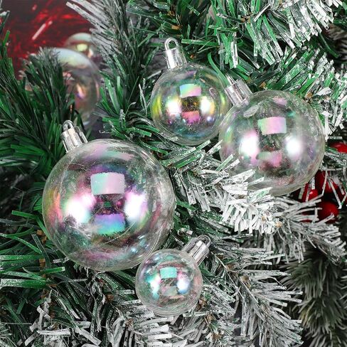 Artibetter 54Pcs DIY Snow Globe Christmas Iridescent Ornaments Balls Plastic DIY Clear Bauble Ball Fillable Snow Globe Round Balls Christmas Tree Decorations Mixed Style in Kuwait