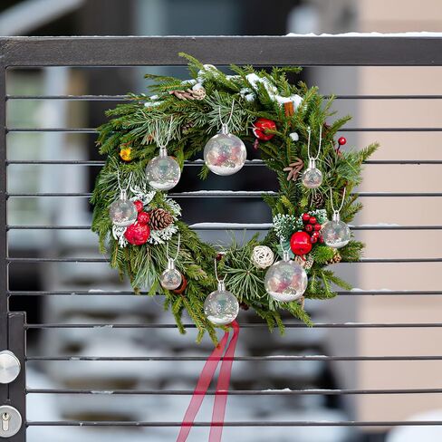 Artibetter 54Pcs DIY Snow Globe Christmas Iridescent Ornaments Balls Plastic DIY Clear Bauble Ball Fillable Snow Globe Round Balls Christmas Tree Decorations Mixed Style in Kuwait