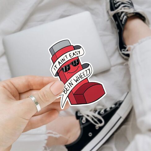 3 Pcs It Ain't Easy Being' Wheezy Sticker Funny Inhaler Allergy it Ain't Easy Being Wheezy Inhaler Holder Stickers it Aint Easy Being Wheezy Stickers for Laptop watter Bottle Phone Helmet Gifts 3" in Kuwait