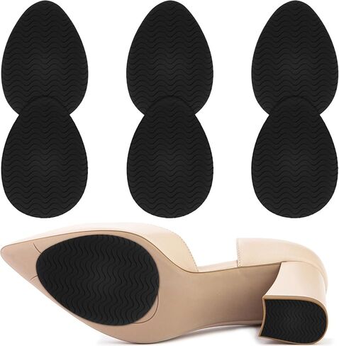 6 Pcs Non Slip Shoe Pads Sole Protector Adhesive Shoe Grips on Bottom of Shoes Anti Slip Pads for High Heels Self Adhesive Rubber Stickers for Shoes (Black) in Saudi Arabia