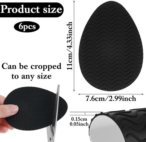 6 Pcs Non Slip Shoe Pads Sole Protector Adhesive Shoe Grips on Bottom of Shoes Anti Slip Pads for High Heels Self Adhesive Rubber Stickers for Shoes (Black) in Saudi Arabia