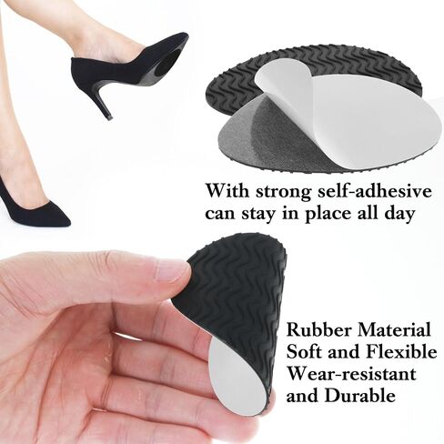 6 Pcs Non Slip Shoe Pads Sole Protector Adhesive Shoe Grips on Bottom of Shoes Anti Slip Pads for High Heels Self Adhesive Rubber Stickers for Shoes (Black) in Saudi Arabia