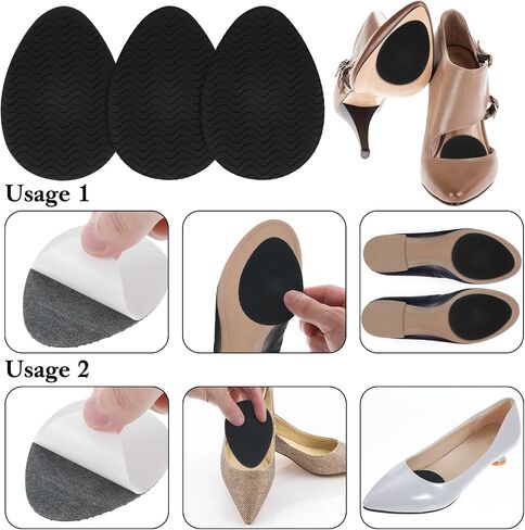 6 Pcs Non Slip Shoe Pads Sole Protector Adhesive Shoe Grips on Bottom of Shoes Anti Slip Pads for High Heels Self Adhesive Rubber Stickers for Shoes (Black) in Saudi Arabia