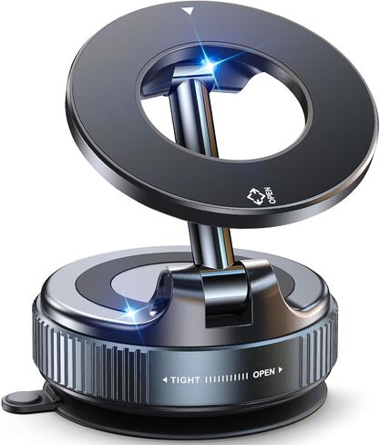 Vacuum Magnetic Suction Cup Phone Mount for Magsafe, 360° Adjustable Magnetic Phone Holder, Pocket Size Foldable Portable Cell Phone Holders for Your Car for All Smartphones & All Car Models in Saudi Arabia