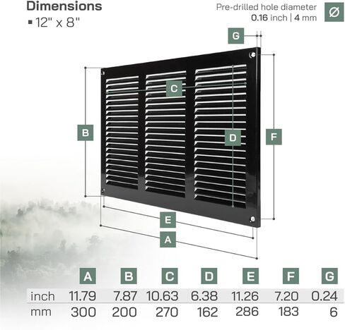 أنظمة التهوية مقاس 30.48 سم × 20.32 سم (الأبعاد الإجمالية) عبوة من قطعتين - أنثراسايت - غطاء قناة تهوية الهواء، شواية إرجاع معدنية مع شاشة حماية مدمجة من الآفات، غطاء قناة تهوية HVAC لتحسين المنزل in Kuwait