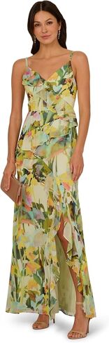 Adrianna Papell Women's Printed Strap Cascade Gown in Saudi Arabia