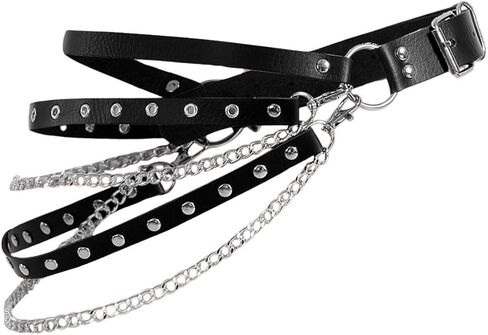 GORGLITTER Women's Gothic Grunge Punk Leather Layered Chain Waist Belt Adjustable in Saudi Arabia