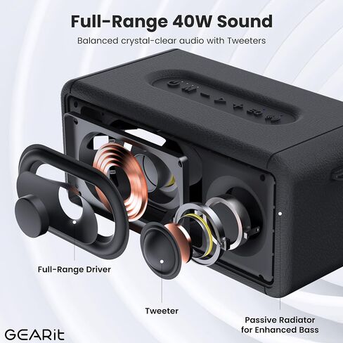 GearIT Portable Bluetooth Speaker Wireless with 15W Loud Sound - IPX6 Water-Resistant Speakers - Fast Connect 5.3 Bluetooth, AUX, and TWS Pairing - Perfect for Gift/Home/Outdoor/Party in Saudi Arabia