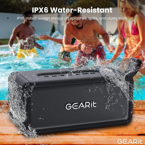 GearIT Portable Bluetooth Speaker Wireless with 15W Loud Sound - IPX6 Water-Resistant Speakers - Fast Connect 5.3 Bluetooth, AUX, and TWS Pairing - Perfect for Gift/Home/Outdoor/Party in Saudi Arabia
