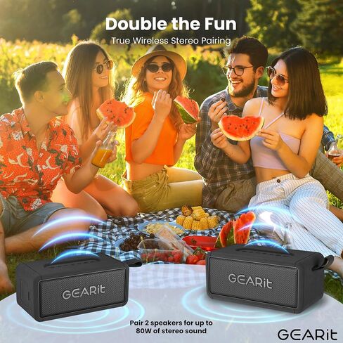 GearIT Portable Bluetooth Speaker Wireless with 15W Loud Sound - IPX6 Water-Resistant Speakers - Fast Connect 5.3 Bluetooth, AUX, and TWS Pairing - Perfect for Gift/Home/Outdoor/Party in Saudi Arabia