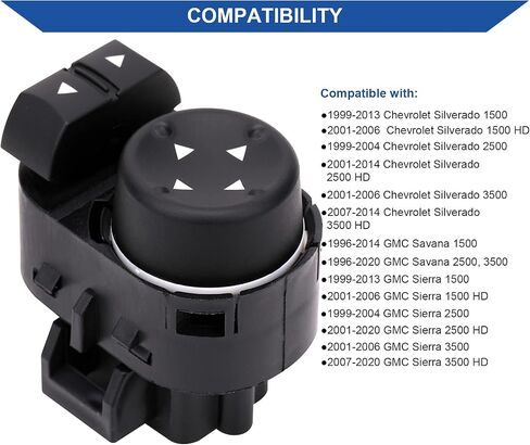 Power Mirror Switch Button Compatible with Chevrolet Silverado, GMC Savana Sierra 1500 2500 3500 HD 1999-2020 Replaces 22883768 25778970 901182 in Saudi Arabia