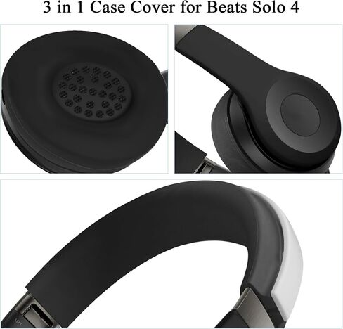 【3 in 1】 Solo 4 Silicone Case Cover,Anti-Scratch Headband Cover/Ear Pad Cover/Shell Cover for Beats Solo 4 Headphone,Solo4 Soft Silicone Protector Accessories(Pink) in Saudi Arabia
