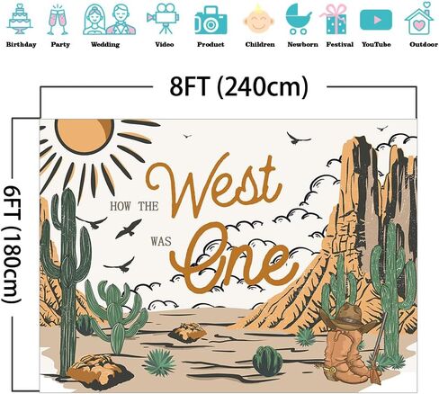 Mocsicka Western Backdrop Cowboy Theme 1st Birthday Backdrop How The West was One Birthday Party Decorations Photo Studio Props (7x5ft) in Saudi Arabia