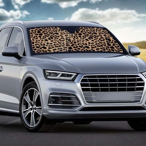 Dellukee Windshield Sunshade Cover قابلة للطي Auto Auto Car Sun Shade Shield Shield Sun Visor حصيرة لسيارة شاحنات سيارات الدفع الرباعي الفهد in Kuwait