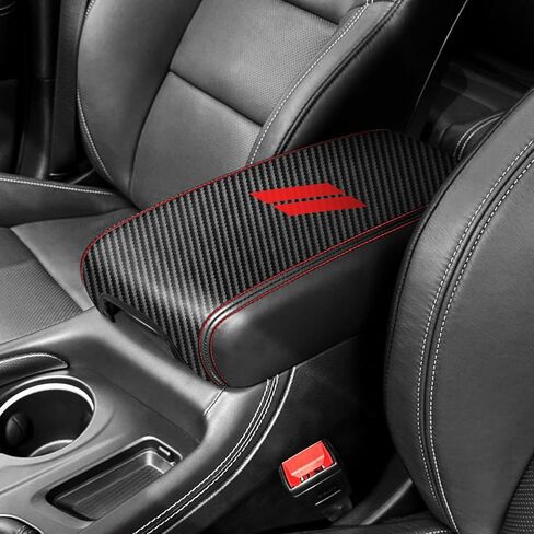 غطاء مسند ذراع وحدة التحكم المركزية للاشتعالات من Dodge Durango 2025 2024 2023-2021 Cover Cover Cover Cover Cover Palction Decoration Interior Decoration (Red Stitches ، Red) in Kuwait