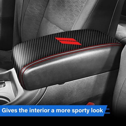 غطاء مسند ذراع وحدة التحكم المركزية للاشتعالات من Dodge Durango 2025 2024 2023-2021 Cover Cover Cover Cover Cover Palction Decoration Interior Decoration (Red Stitches ، Red) in Kuwait