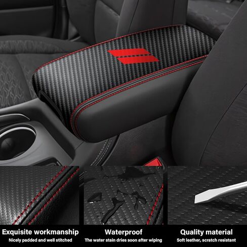 غطاء مسند ذراع وحدة التحكم المركزية للاشتعالات من Dodge Durango 2025 2024 2023-2021 Cover Cover Cover Cover Cover Palction Decoration Interior Decoration (Red Stitches ، Red) in Kuwait