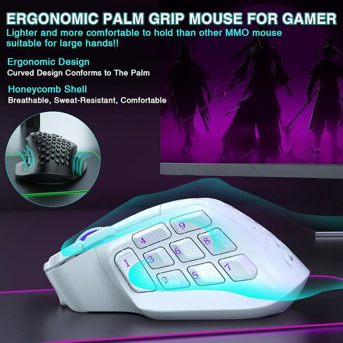 SM10 RGB Wireless Gaming Mouse with Tri-Modes (BT5.0+BT5.0+2.4GHZ),Rechargeable Wireless Mouse for Laptop/PC/Windows/Mac,Black in Saudi Arabia