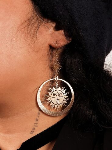 أقراط SACINA GOTHIC BOHO SUN and MOON ، أقراط بوهو السماوية ، هدية مجوهرات السنة الجديدة للنساء in Saudi Arabia