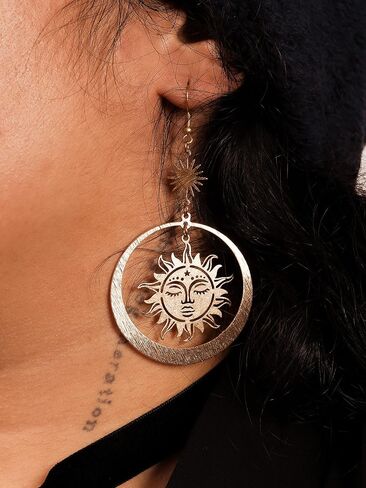 أقراط SACINA GOTHIC BOHO SUN and MOON ، أقراط بوهو السماوية ، هدية مجوهرات السنة الجديدة للنساء in Saudi Arabia